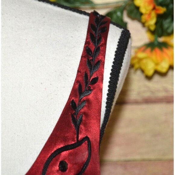 Lane Bryant 20W Deep Red & Black Sleeveless Blouse Sequin Whimsy Goth Fairy Core - Picture 5 of 12